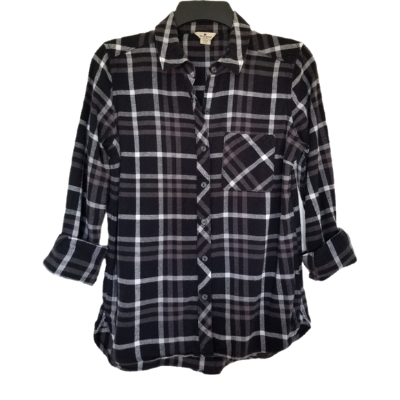 Woolrich Black/White Plaid Button Down Flannel - Picture 1 of 7